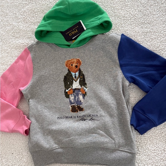 New boys girls Polo Ralph Lauren Hoodie with Bear Sz M 10-12